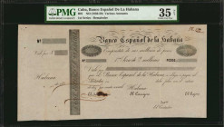 CUBA. Banco Espanol de la Habana. Various Amounts, ND (1850-59). P-S10. Remainder. PMG Choice Very Fine 35 Net. Ink Burn.

1st series. Remainder. PMG ...