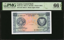 CYPRUS. Central Bank of Cyprus. 250 Mils, 1964-71. P-41a. PMG Gem Uncirculated 66 EPQ.

Estimate: $50.00-$100.00