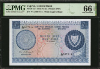 CYPRUS. Central Bank of Cyprus. 5 Pounds, 1974-76. P-44c. PMG Gem Uncirculated 66 EPQ.

Estimate: $150.00-$250.00