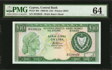 CYPRUS. Central Bank of Cyprus. 10 Pounds, 1980-85. P-48b. PMG Choice Uncirculated 64.

Estimate: $75.00-$100.00