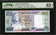 CYPRUS. Central Bank of Cyprus. 20 Pounds, 2004. P-63c. PMG Choice Uncirculated 63 EPQ.

Estimate: $50.00-$100.00