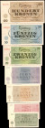 CZECHOSLOVAKIA. Lot of (7). Theresienstadt Ghetto. 1, 2, 5, 10, 20, 50 & 100 Kronen, 1943. P-Unlisted. Signed by Printing Company. About Uncirculated ...