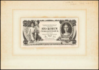 CZECHOSLOVAKIA. Lot of (2). Narodni Banka Ceskoslovenska. 100 Korun, 1931. P-23p. Front & Back Proof. About Uncirculated.

A duo of front and back pro...