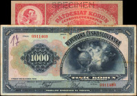 CZECHOSLOVAKIA. Lot of (2). Narodni Banka Ceskoslovenska. 50 & 1000 Korun, 1929-32. P-22s & 25s. Specimens. Very Fine & About Uncirculated.

Staining,...