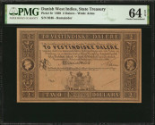 DANISH WEST INDIES. State Treasury. 2 Dalere, 1898. P-8r. Remainder. PMG Choice Uncirculated 64 EPQ.

Remainder. Watermark of Arms. This 2 Dalere note...