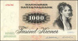 DENMARK. Danmarks Nationalbank. 1000 Kroner, 1972. P-53f. Extremely Fine.

Estimate: $100.00-$200.00
