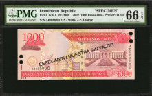 DOMINICAN REPUBLIC. Lot of (6). Banco Central de la Republica Dominicana. 10, 20, 50, 100, 500 & 1000 Pesos Oro, 2002. P-168s2, 169s2, 170s2, 171s2, 1...