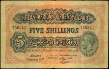 EAST AFRICA. East African Currency Board. 20 Shilling, 1933. P-20. Good.

King George V bust at right with counter at left. A few internal tears and m...