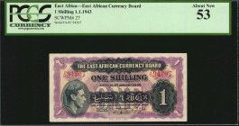 EAST AFRICA. East African Currency Board. 1 Shilling, 1943. P-27a. PCGS Currency About New 53.

Watermark of EACB. Printed by TDLR. Nairobi.

Estimate...