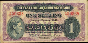 EAST AFRICA. East African Currency Board. 1 Shilling, 1943. P-27. Good.

Estimate: $50.00-$100.00