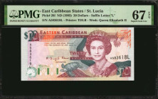 EAST CARIBBEAN STATES. Eastern Caribbean Central Bank. 20 Dollars, ND (1993). P-28l. PMG Superb Gem Uncirculated 67 EPQ.

Estimate: $150.00-$200.00