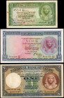 EGYPT. Lot of (3). National Bank of Egypt. 25 Piastres & 1 Pound, Mixed Dates. P-22d, 28c & 30. Fine to Uncirculated.

3 pieces. A trio of Egyptian Na...