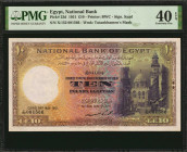 EGYPT. National Bank of Egypt. 10 Pounds, 1951. P-23d. PMG Extremely Fine 40 EPQ.

Signature of Saad. Watermark of Tutankhamen's Mask.

Estimate: $300...