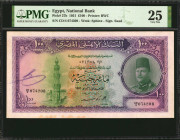 EGYPT. National Bank of Egypt. 100 Pounds, 1951. P-27b. PMG Very Fine 25.

Watermark of Sphinx. Signature of Saad. Printed by BWC. PMG comments "Annot...