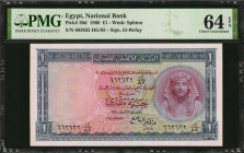 EGYPT. National Bank of Egypt. 1 Pound, 1960. P-30d. PMG Choice Uncirculated 64 EPQ.

Estimate: $100.00-$200.00