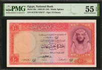 EGYPT. National Bank of Egypt. 10 Pounds, 1958-59. P-32c. PMG About Uncirculated 55 EPQ.

Estimate: $100.00-$200.00