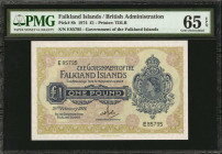 FALKLAND ISLANDS. Government of the Falkland Islands. 1 Pound, 1974. P-8b. PMG Gem Uncirculated 65 EPQ.

Estimate: $75.00-$150.00