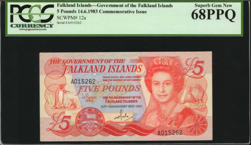 FALKLAND ISLANDS. Government of the Falkland Islands. 5 Pounds, 1983. P-12a. PCG...