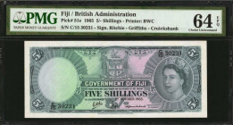FIJI. Government of Fiji. 5 Shillings, 1965. P-51e. PMG Choice Uncirculated 64 EPQ.

Estimate: $90.00-$150.00