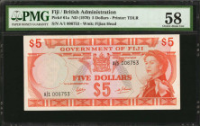 FIJI. Government of Fiji. 5 Dollars, ND (1970). P-61a. PMG Choice About Uncirculated 58.

Estimate: $150.00-$250.00