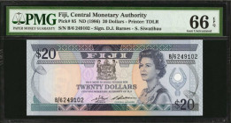 FIJI. Central Monetary Authority of Fiji. 20 Dollars, ND (1986). P-85. PMG Gem Uncirculated 66 EPQ.

Estimate: $125.00-$250.00