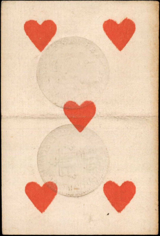 FRANCE. 5 of Hearts Playing Card with Coin Impression, 1721. Very Fine.

A 1721 ...