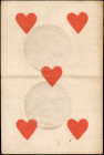 FRANCE. 5 of Hearts Playing Card with Coin Impression, 1721. Very Fine.

A 1721 2 Louis D'or gold coin has been embossed into this five of hearts play...