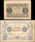 FRANCE. Lot of (2). Mixed Banks. 1 & 5 Francs, 1873-74. P-60 & Unlisted. Very Fine.

A large tear is found on the 1 Franc, and a hole is found on the ...