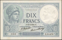 FRANCE. Banque de France. 10 Francs, 1928. P-73d. About Uncirculated.

Estimate: $50.00-$100.00