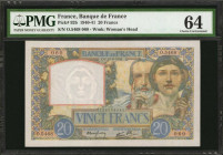 FRANCE. Banque de France. 20 Francs, 1940-41. P-92b. PMG Choice Uncirculated 64.

August 28, 1941 date.

Estimate: $300.00-$400.00