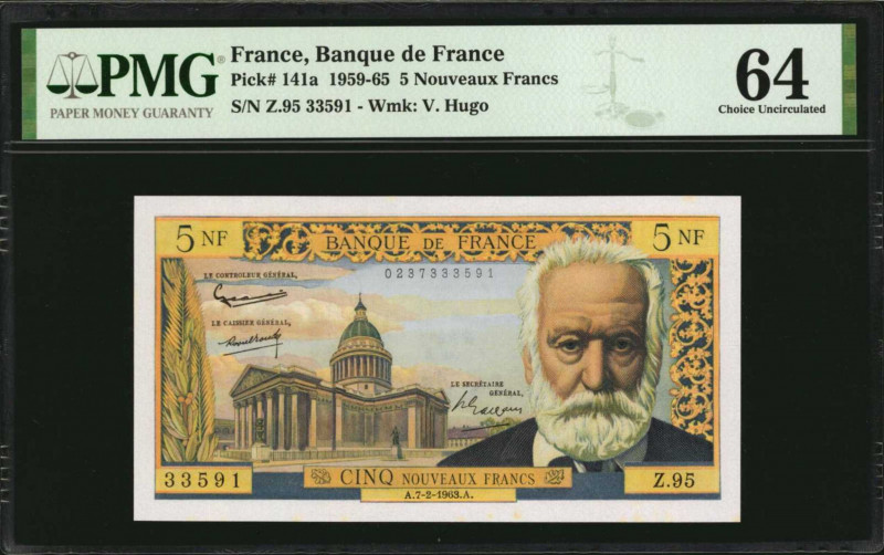 FRANCE. Lot of (2). Mixed Banks. 5 Nouvaeux Francs & 1000 Francs, ND (1944) & 19...