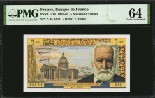 FRANCE. Lot of (2). Mixed Banks. 5 Nouvaeux Francs & 1000 Francs, ND (1944) & 1963. P-107 & 141a. PMG Choice About Uncirculated 58 & Choice Uncirculat...