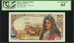 FRANCE. Banque de France. 50 Francs, 1974. P-148d. PCGS Currency Very Choice New 64.

PCGS Currency comments "Two Pinholes at Left."

Estimate: $100.0...