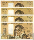 FRANCE. Lot of (4). Banque de France. 500 Francs, Mixed Dates. P-156b, 156c & 156d. Very Fine.

Estimate: $100.00-$200.00