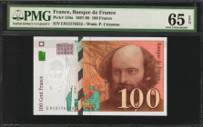 FRANCE. Banque de France. 100 Francs, 1997-98. P-158a. PMG Gem Uncirculated 65 EPQ.

Watermark of P. Cezanne.

Estimate: $50.00-$100.00