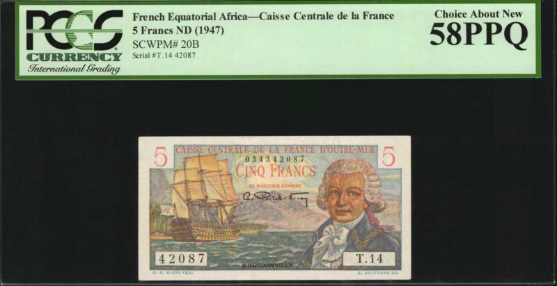 FRENCH EQUATORIAL AFRICA. Caisse Central de la France. 5 Francs, ND (1947). P-20...