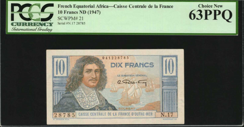 FRENCH EQUATORIAL AFRICA. Caisse Centrale de la France. 10 Francs, ND (1947). P-...
