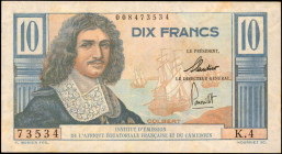 FRENCH EQUATORIAL AFRICA. Institut D'Emission des Departments D'Outre-Mer. 10 Francs, 1930. P-29. Very Fine.

Toning is noticed.

Estimate: $50.00-$10...