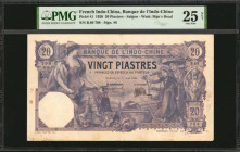 FRENCH INDO-CHINA. Banque de L'Indo-Chine. 20 Piastres, 1920. P-41. PMG Very Fine 25 Net. Repaired.

PMG comments "Repaired."

Estimate: $200.00-$300....