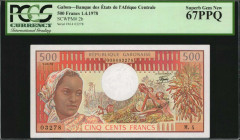 GABON. Banque des États de l'Afrique Centrale. 500 Francs, 1978. P-2b. PCGS Currency Superb Gem New 67 PPQ.

Estimate: $75.00-$125.00