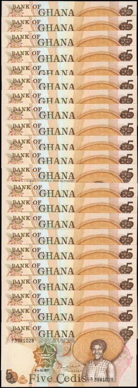 GHANA. Lot of (27). Bank of Ghana. 5 Cedis, 1977. P-15. Consecutive. Uncirculate...