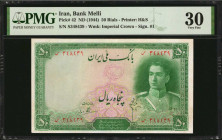 IRAN. Bank Melli Iran. 50 Rials, ND (1944). P-42. PMG Very Fine 30.

Signature #1. Printed by H&S. Watermark of Imperial Crown.

From the Ricardo Coll...