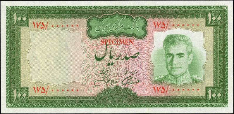 IRAN. Bank Markazi Iran. 100 Rials, 950. P-86cts. Color Trail Specimen. Uncircul...