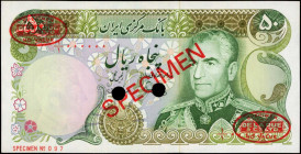 IRAN. Bank Markazi Iran. 50 Rials, 1979. P-101s. Specimen. Uncirculated.

Estimate: $100.00-$200.00