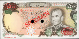 IRAN. Bank Markazi Iran. 500 Rials, 1979. P-104s. Specimen. Uncirculated.

Estimate: $100.00-$200.00