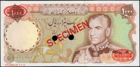 IRAN. Bank Markazi Iran. 1000 Rials, 1979. P-105s. Specimen. Uncirculated.

Estimate: $150.00-$250.00