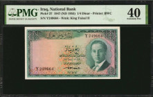 IRAQ. National Bank of Iraq. 1/4 Dinar, 1947 (ND 1955). P-37. PMG Extremely Fine 40.

Printed by BWC. Watermark of King Faisal II. Good color and appe...