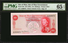 ISLE OF MAN. Isle of Man Government. 10 Shillings, ND (1961). P-24b. PMG Gem Uncirculated 65 EPQ.

Estimate: $75.00-$150.00