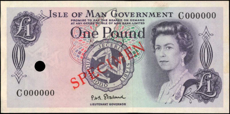 ISLE OF MAN. Isle of Man Government. 1 Pound, 1970. P-29s. Specimen. Uncirculate...