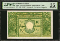 ITALIAN SOMALILAND. Cassa per la Circolazione Monetaria. 10 Somali, 1950. P-13a. PMG Choice Very Fine 35.

Estimate: $200.00-$400.00
